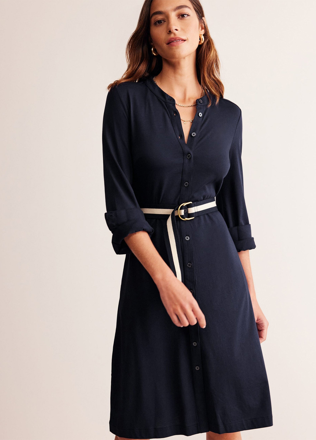 Темно-синя кежуал сукня сукня-сорочка Boden однотонна