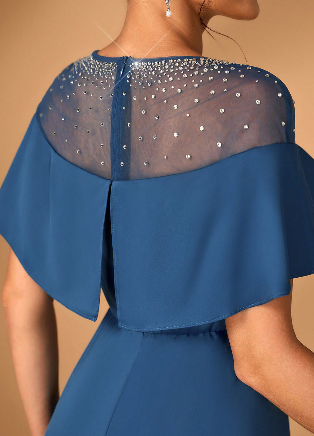 Синее вечернее платье а-силуэт SHEIN однотонное