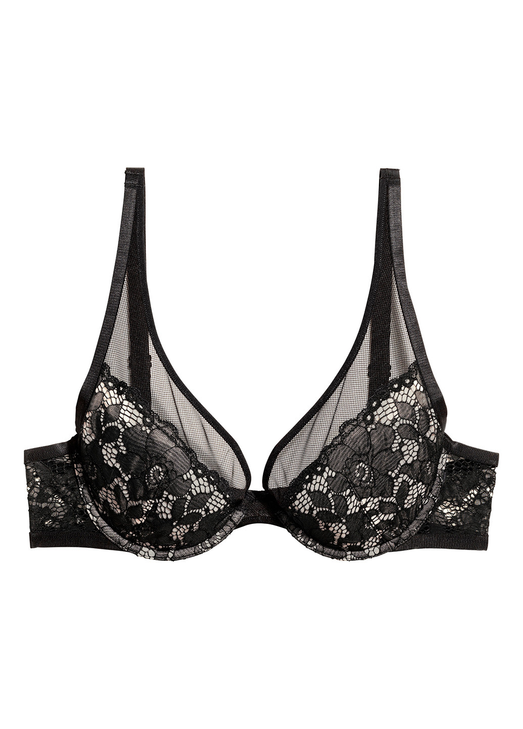 Чёрный бюстгальтер H&M с косточками