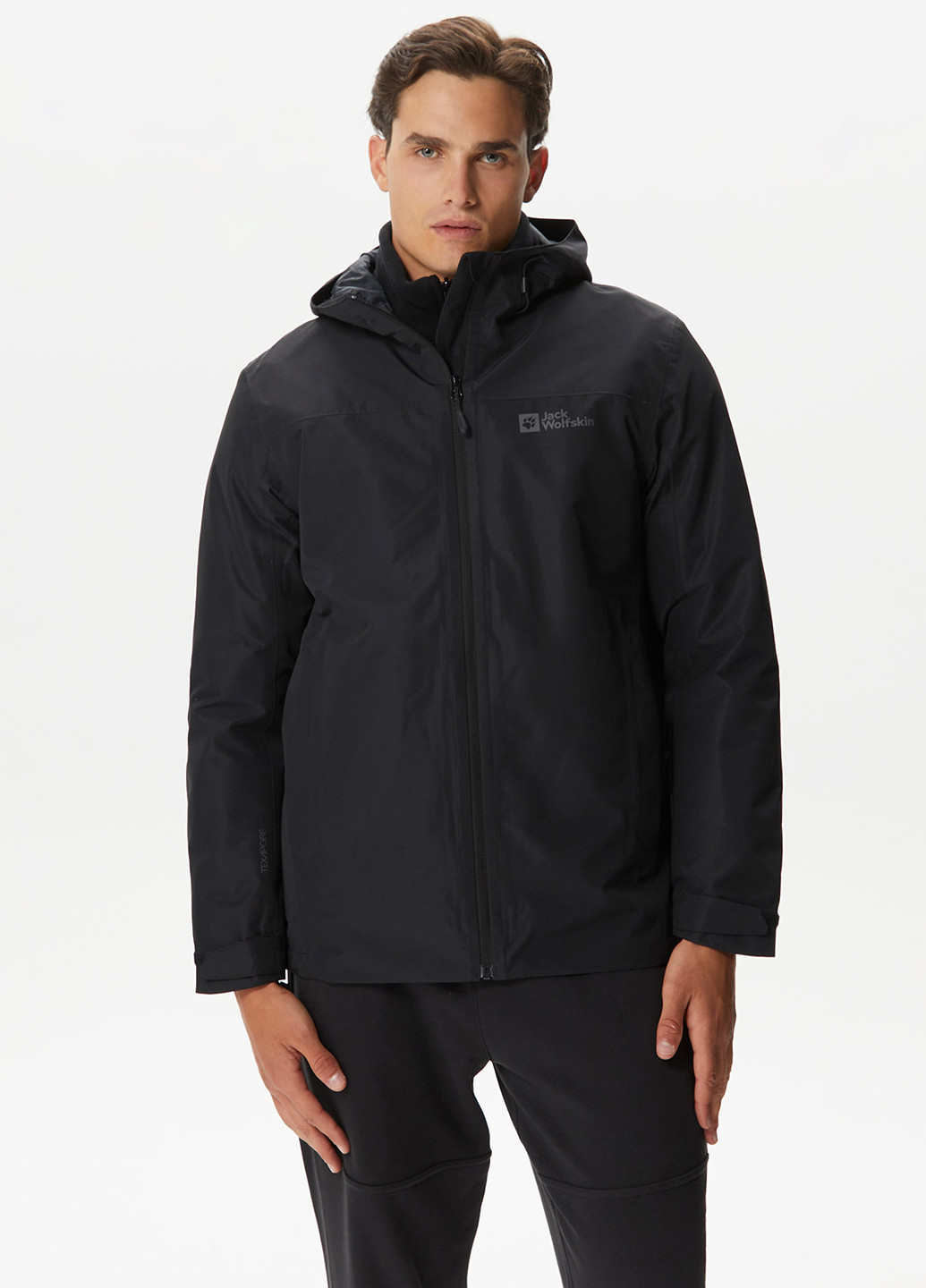 Черная демисезонная куртка Jack Wolfskin TAUBENBERG 3IN1 JKT M
