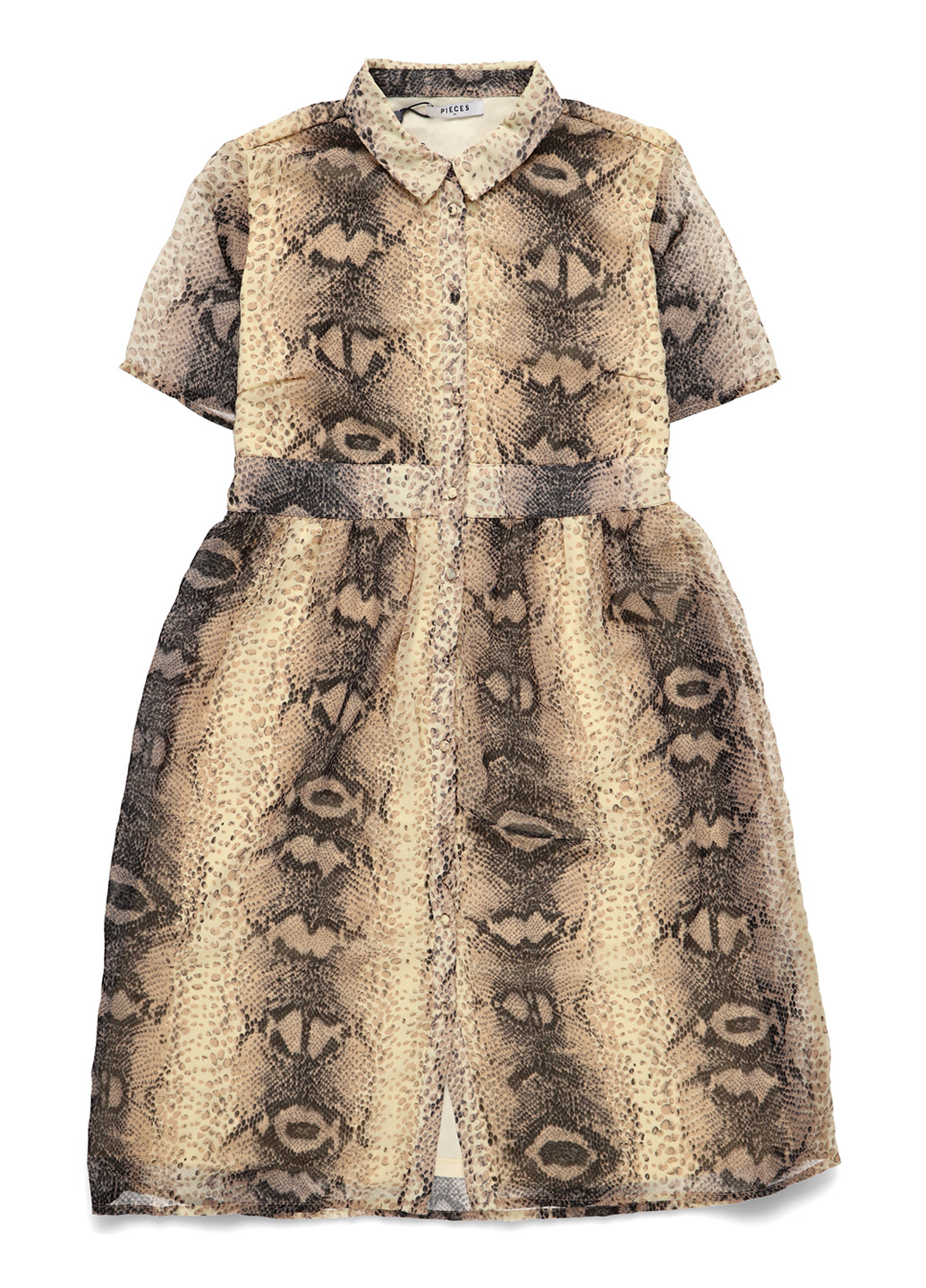 Бежевое кэжуал платье рубашка Pieces змеиный