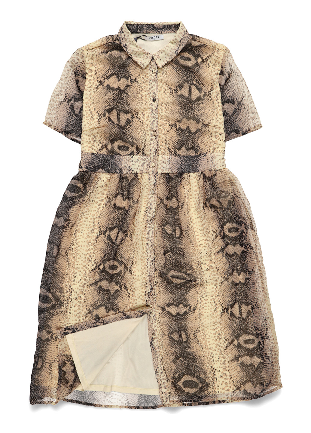 Бежевое кэжуал платье рубашка Pieces змеиный