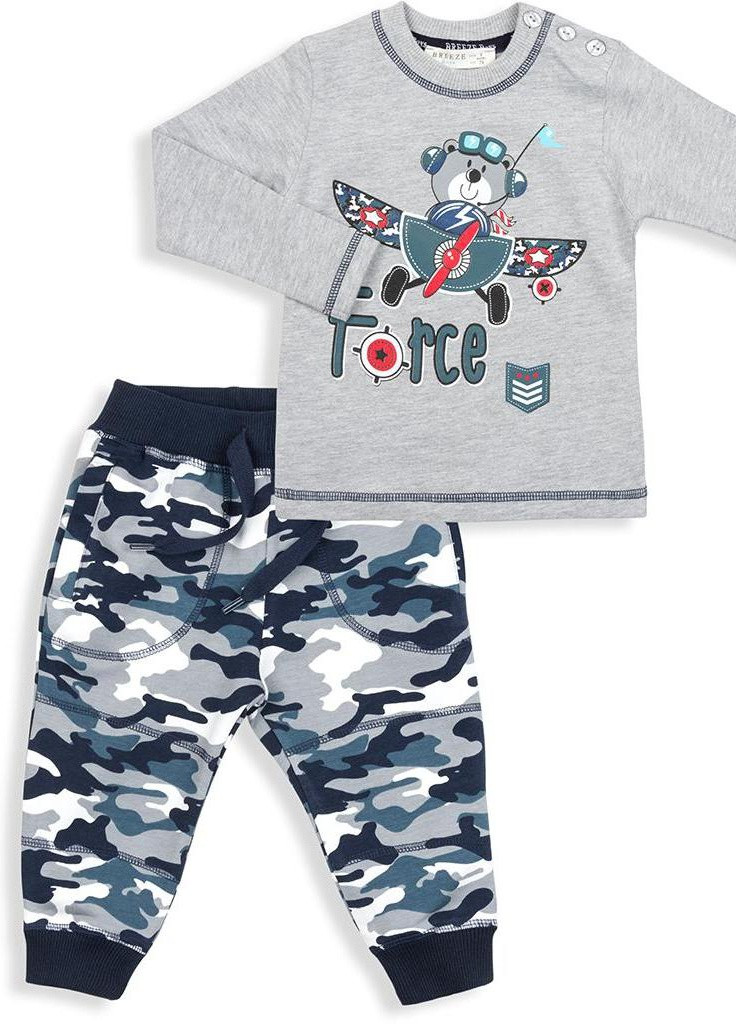 Синій демісезонний костюм десткий з ведмедиком (9479-74b-gray) Breeze