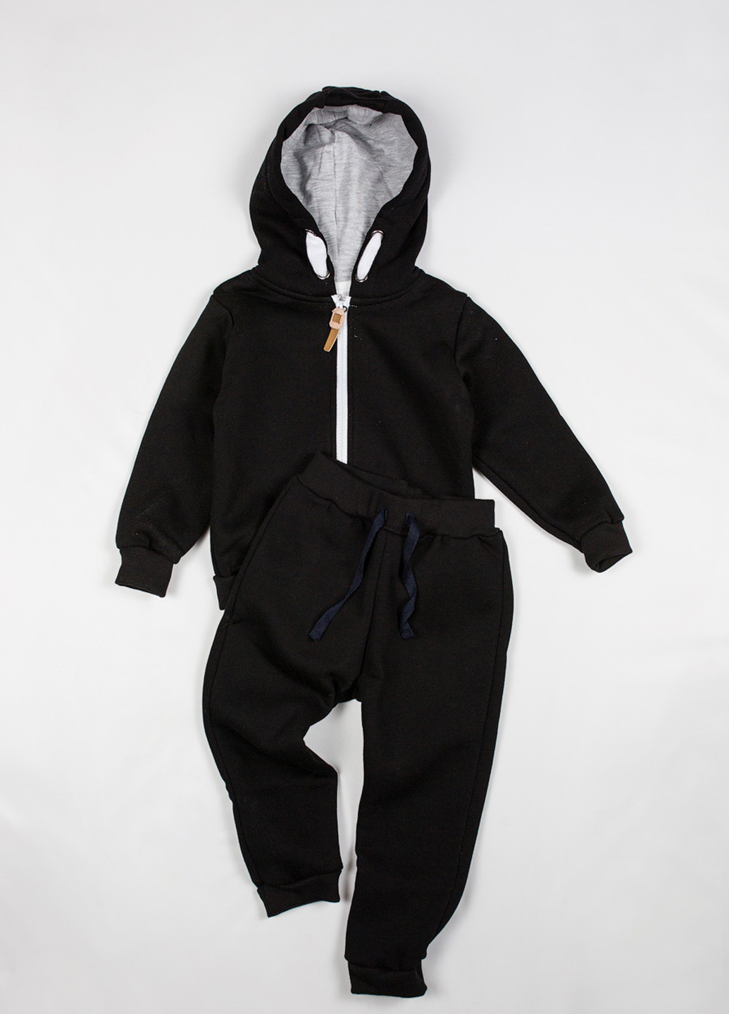 Черный демисезонный костюм (брюки, худи) брючный Little Bunny