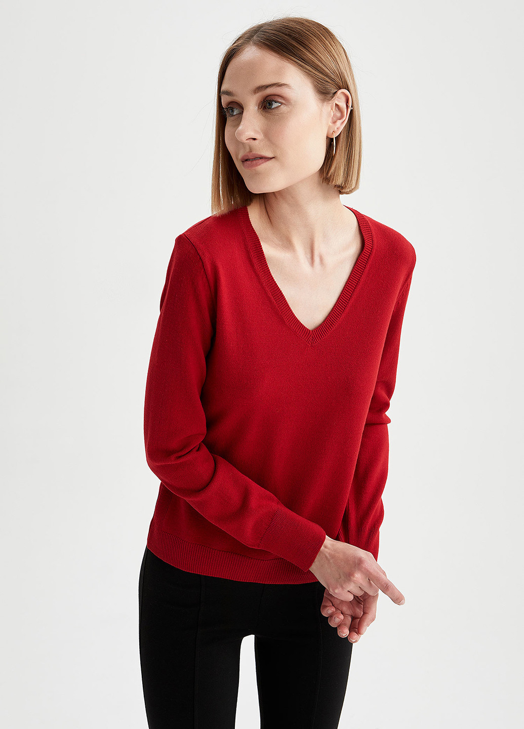 Красный демисезонный пуловер пуловер DeFacto