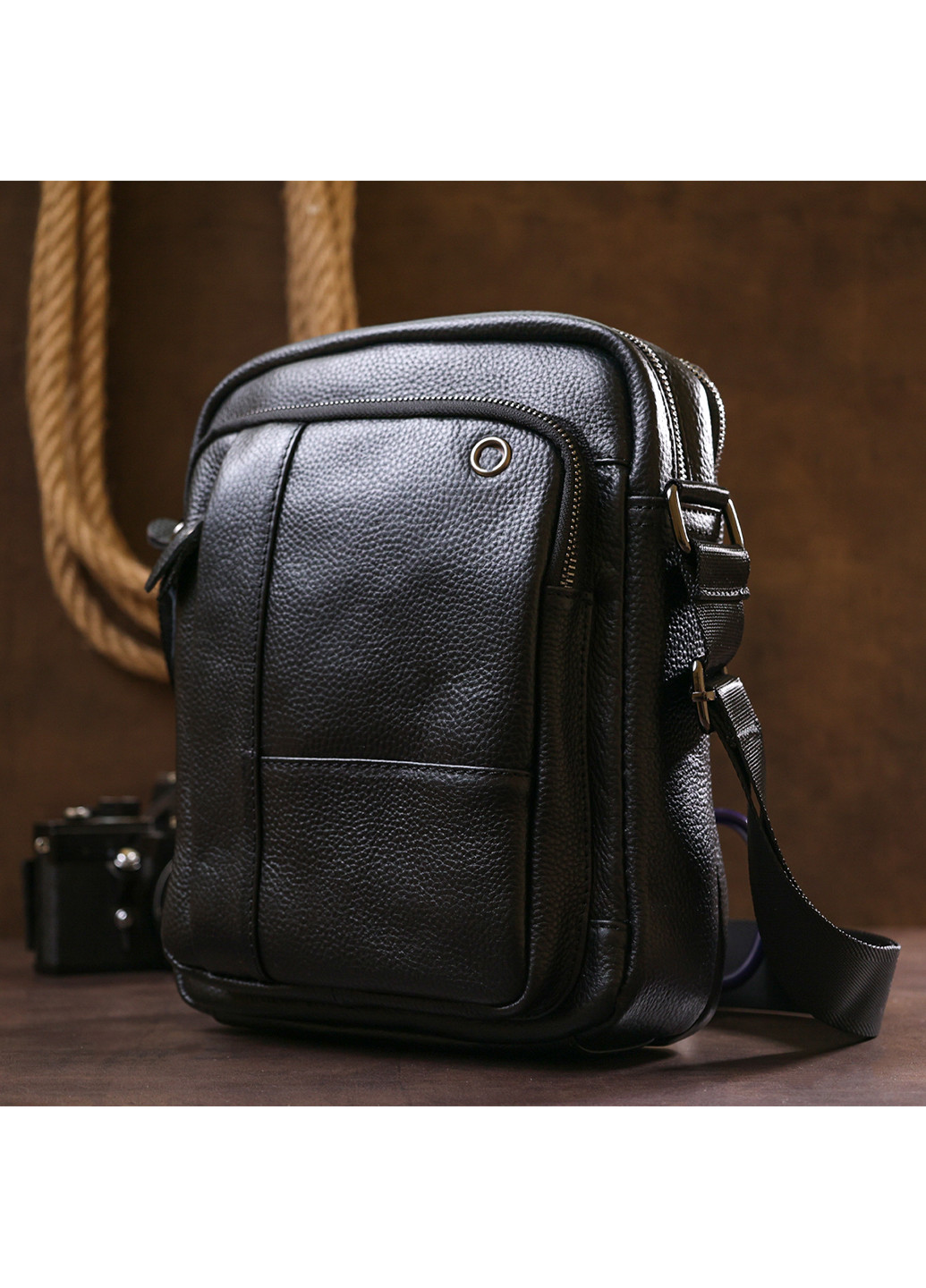 Мужская дорожная кожаная сумка 21х27х9 см Vintage (253491418)