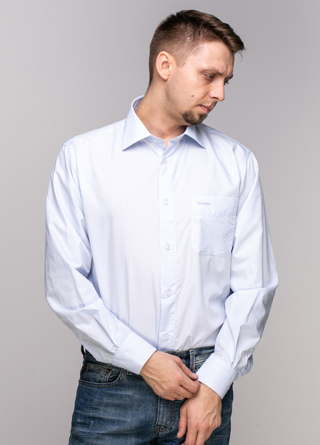 Голубой кэжуал рубашка однотонная Brianze