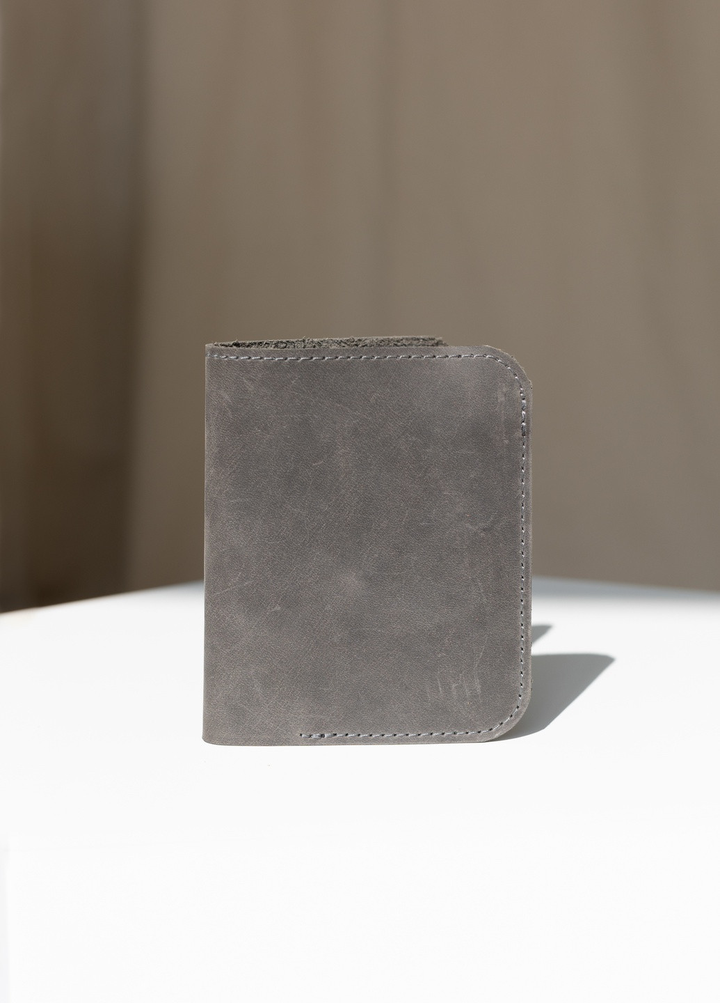 Компактний гаманець ручної роботи сірого кольору з натуральної вінтажної шкіри Boorbon (253582659)