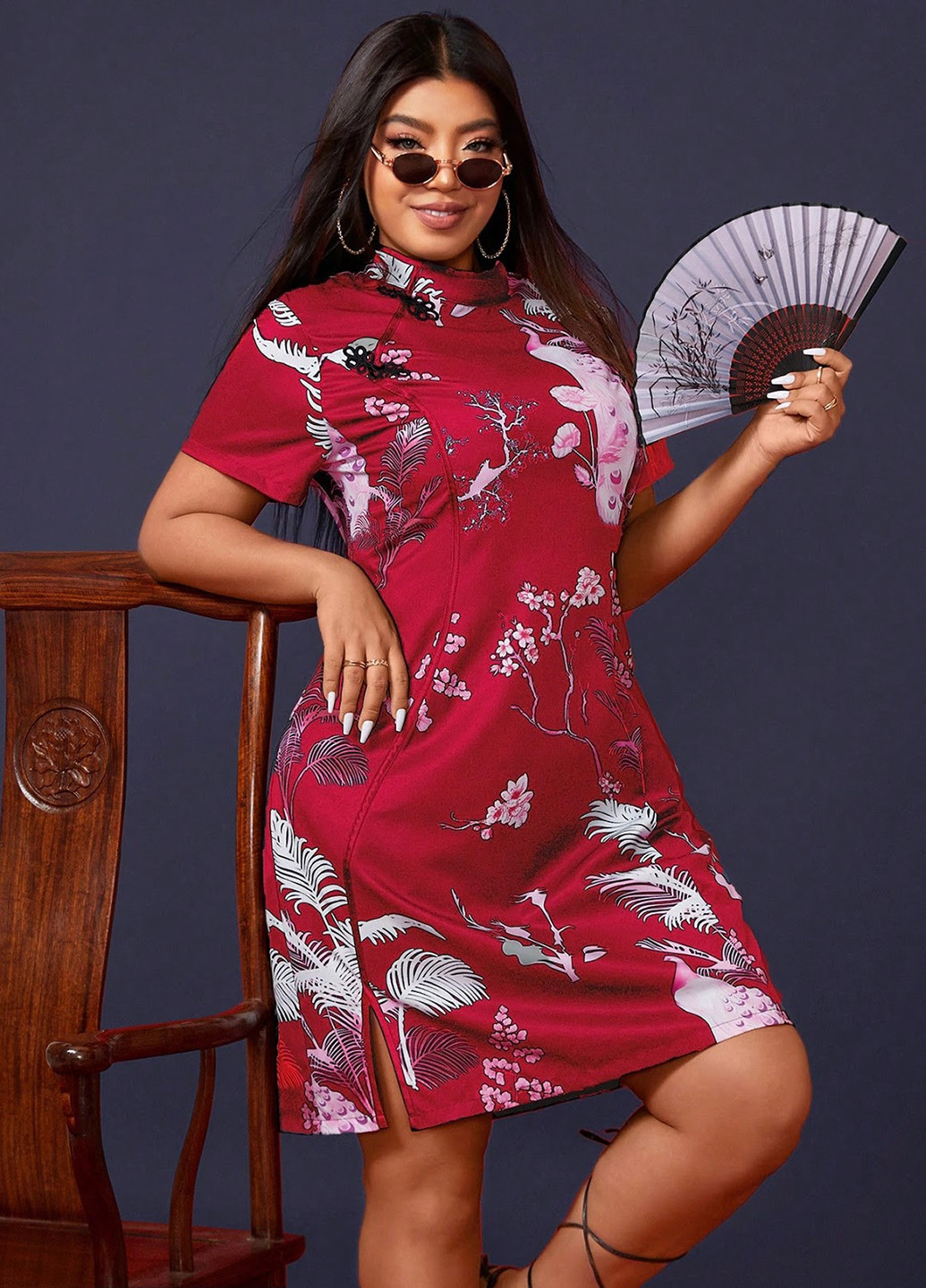 Алое кэжуал платье SHEIN с рисунком