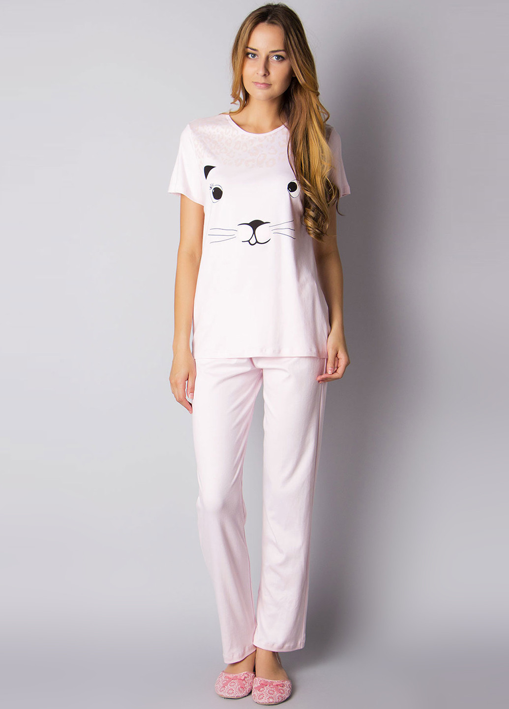 Светло-розовая всесезон пижама (футболка, брюки) Ogham