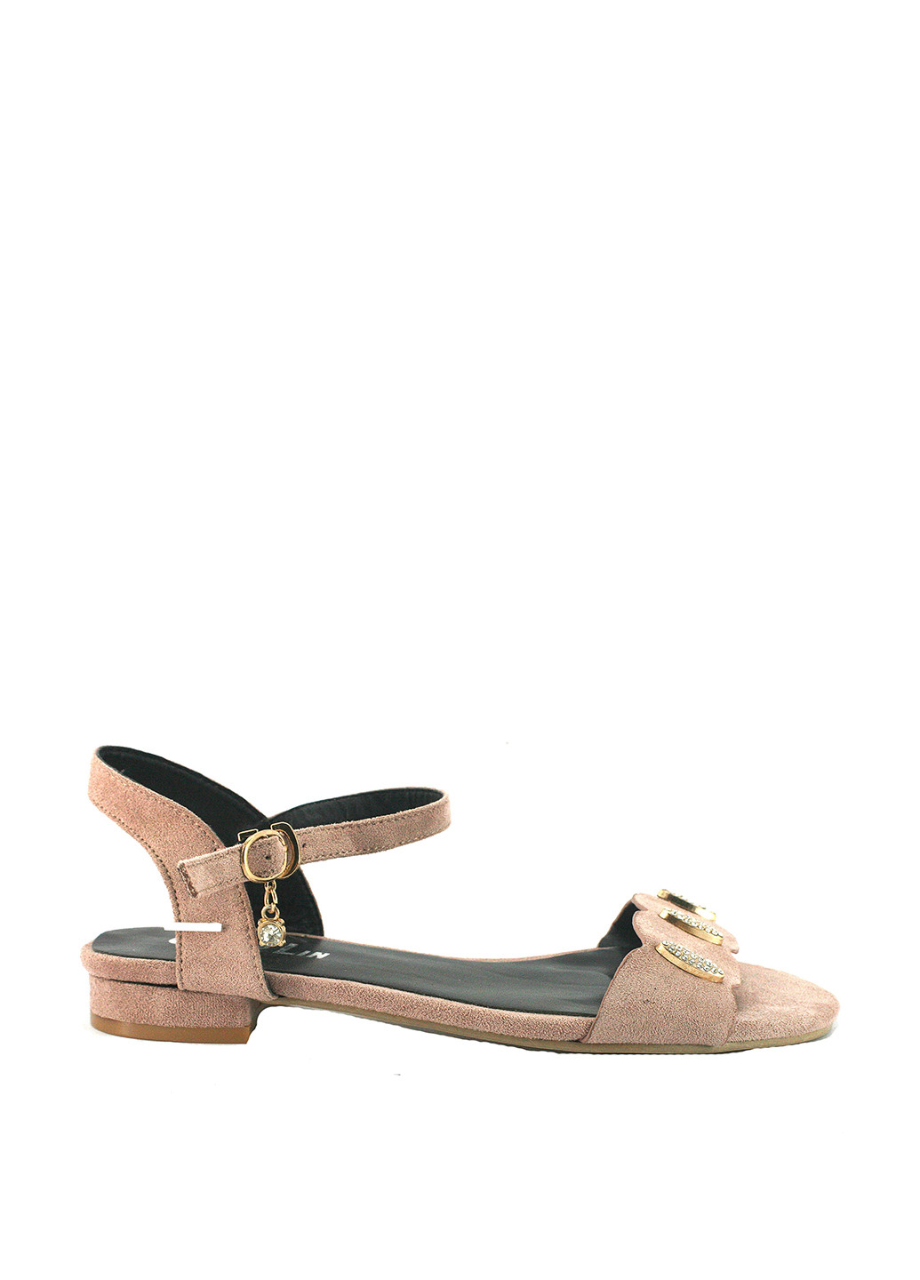 Бежевые босоножки No Brand с ремешком с камнями, со стразами