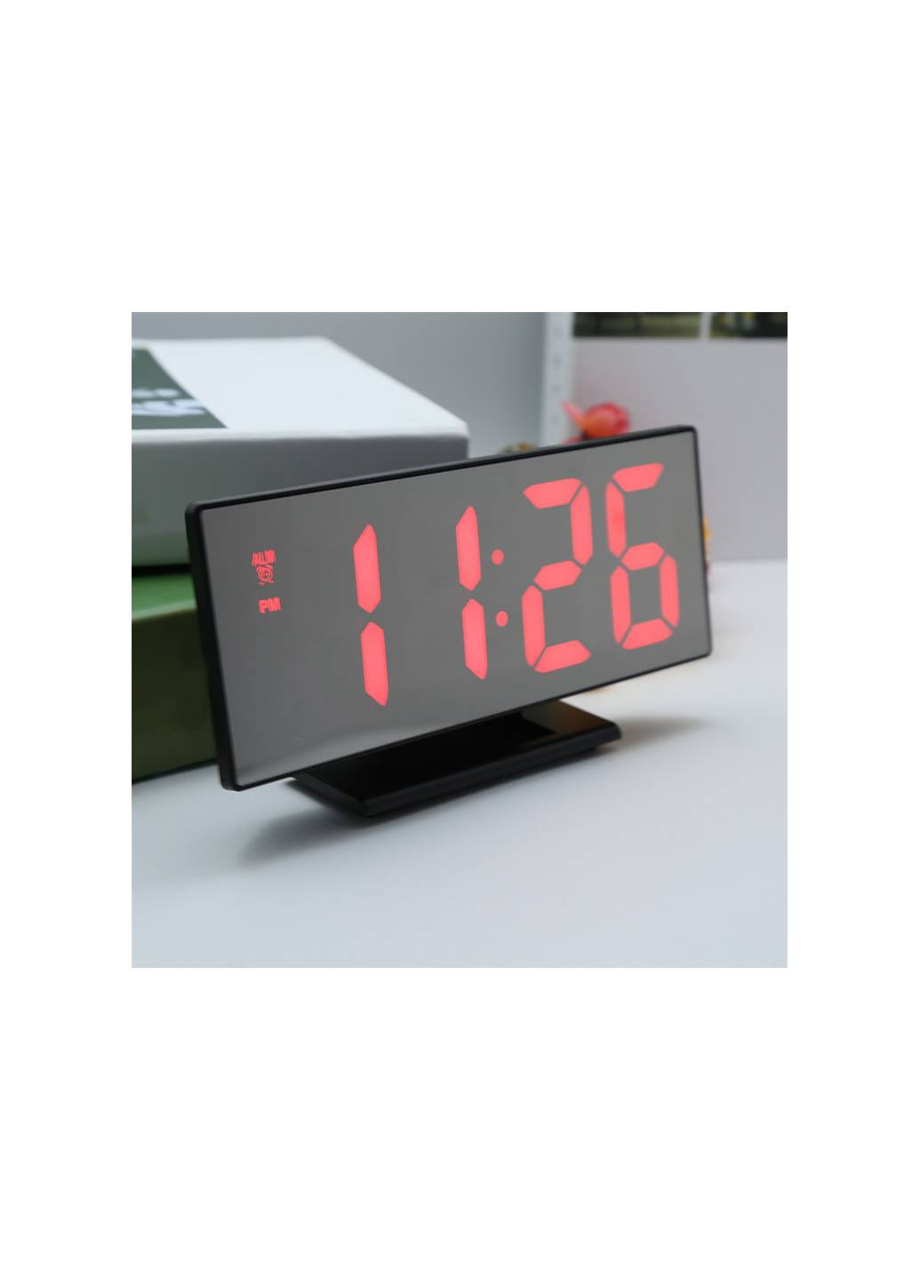 Настільний Електронний LED Дзеркальний годинник DS-3618 з червоним підсвічуванням Чорний корпус Art (254025753)