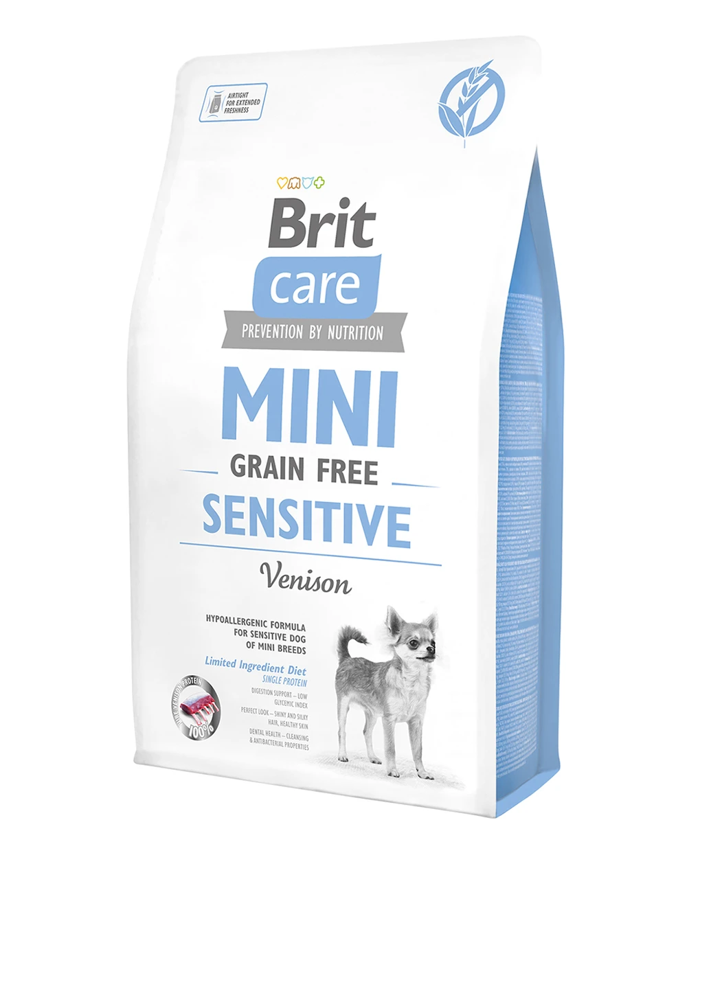 Сухой корм Care Sensitive Grain Free, для взрослых собак миниатюрных пород с чувствительным пищеварением, 2 кг Brit Care (136945972)