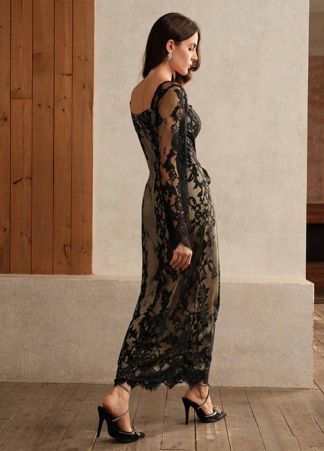 Черное вечернее платье годе SHEIN однотонное