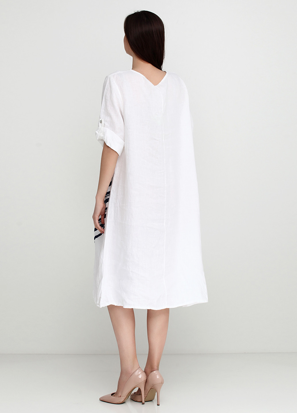 Білий кежуал сукня Puro Lino в смужку