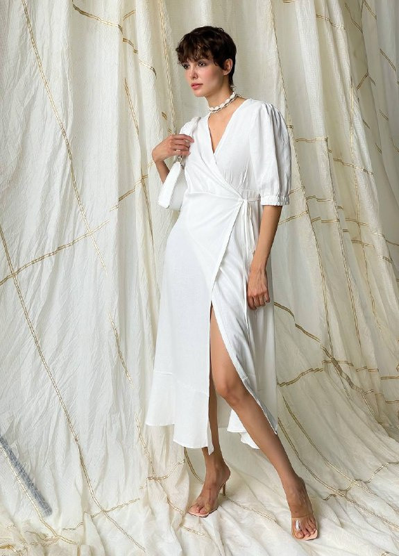 Білий кежуал довга сукня на запах "ніжність" ZF inspire