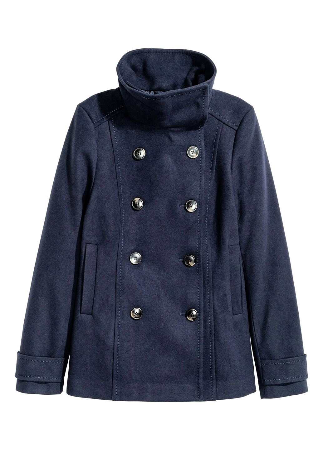 Темно-синє Кежуал напівпальто двобортне H&M однотонне