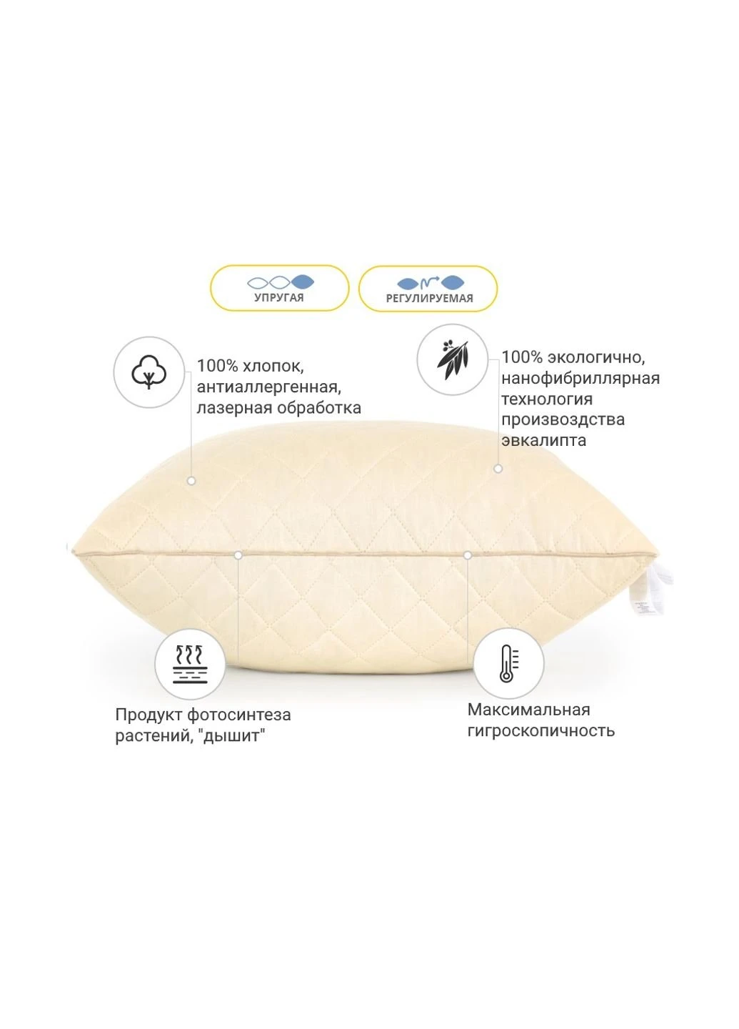 Подушка 1271 Carmela с эвкалиптом Высокая 50х50 см (2200003276169) Mirson (254073803)