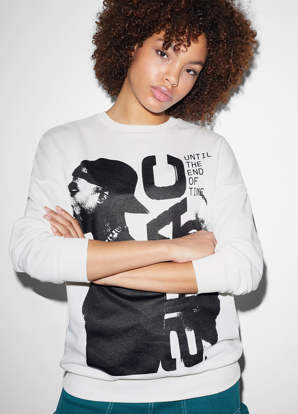 Білий світшот C&A малюнок без декору (293941215)