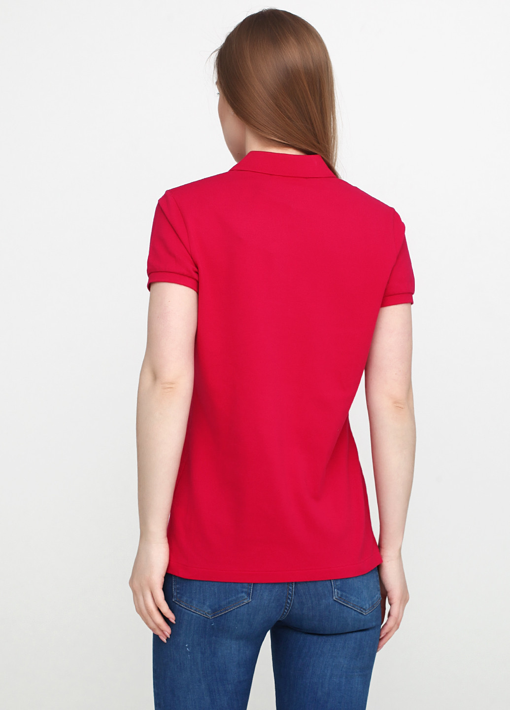 Малиновая женская футболка-поло Ralph Lauren однотонная