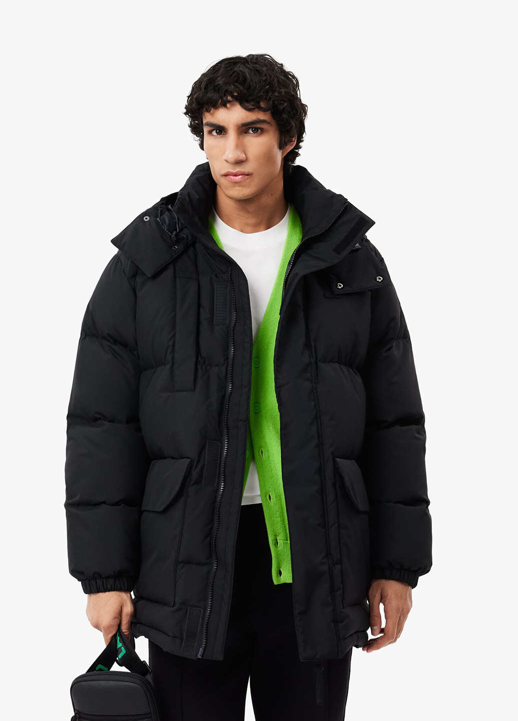 Черный зимний Пуховик Lacoste