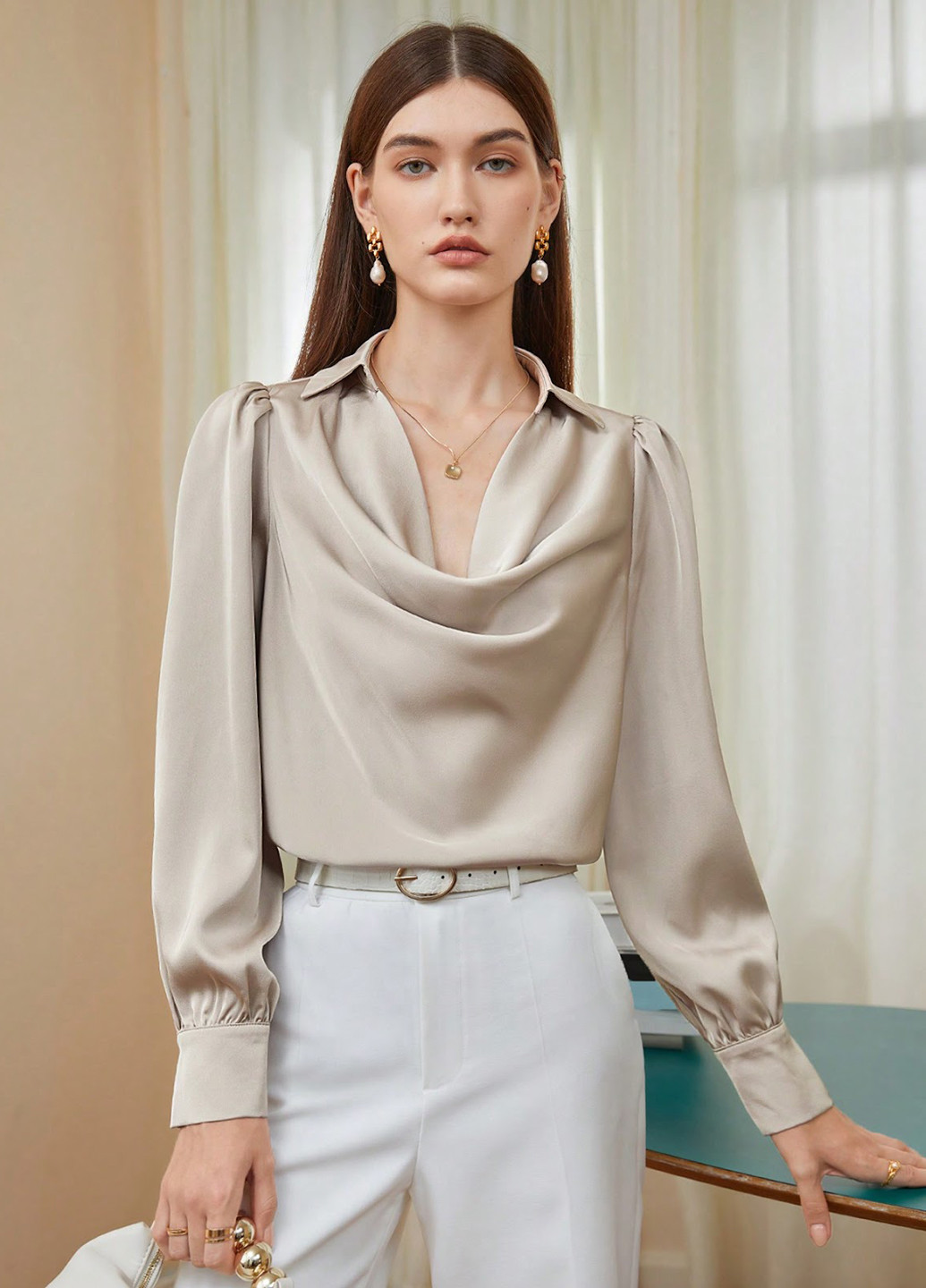 Кремовая блуза SHEIN