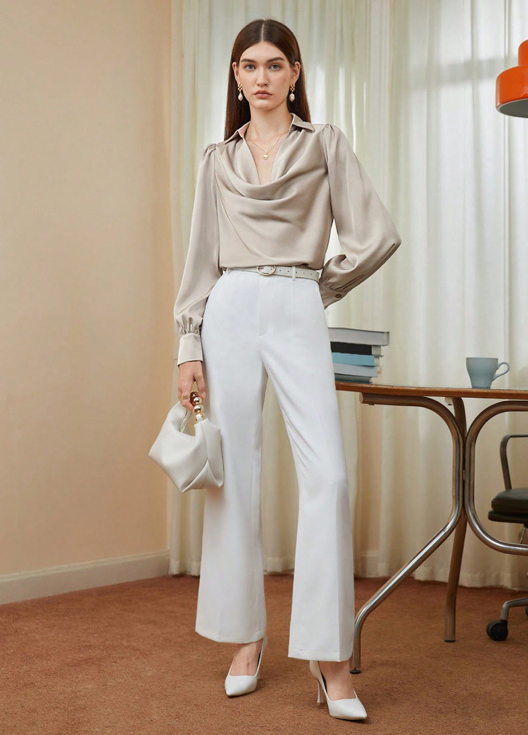 Кремовая блуза SHEIN