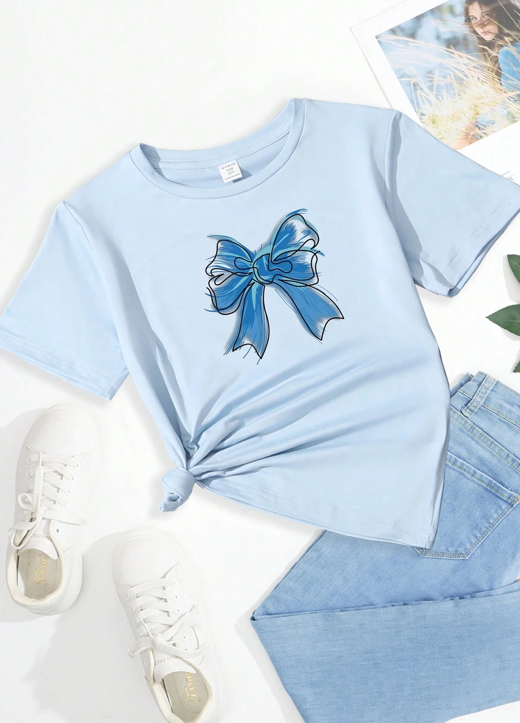 Блакитна літня футболка SHEIN