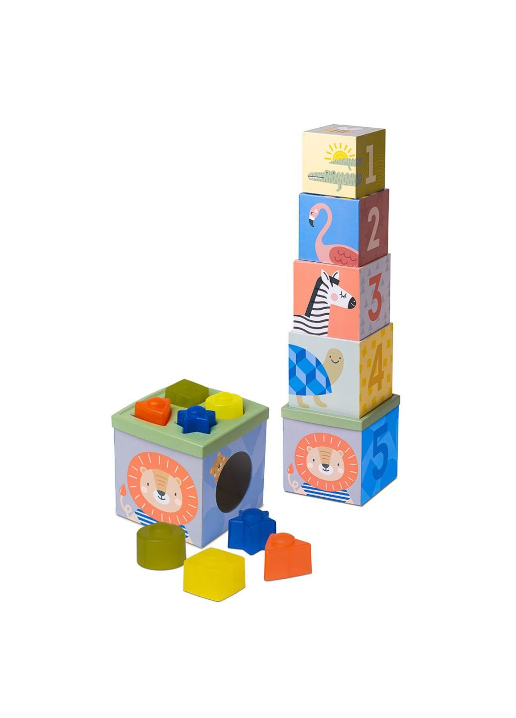 Развивающая игрушка cортер-пирамидка Саванна Кубики Африка (12725) Taf Toys (254082462)
