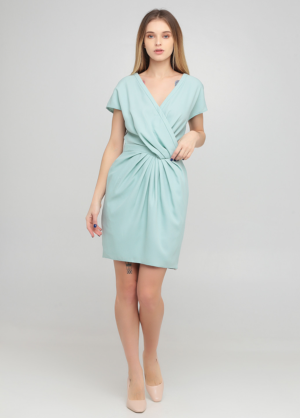 Мятное кэжуал платье на запах Asos однотонное