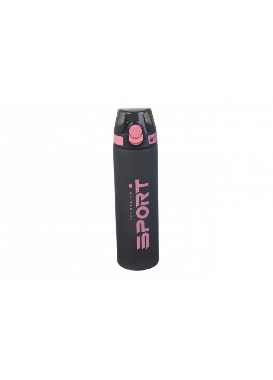 Бутылка спортивная пластиковая 700 мл черная с розовым (67-1123) No Brand чёрная