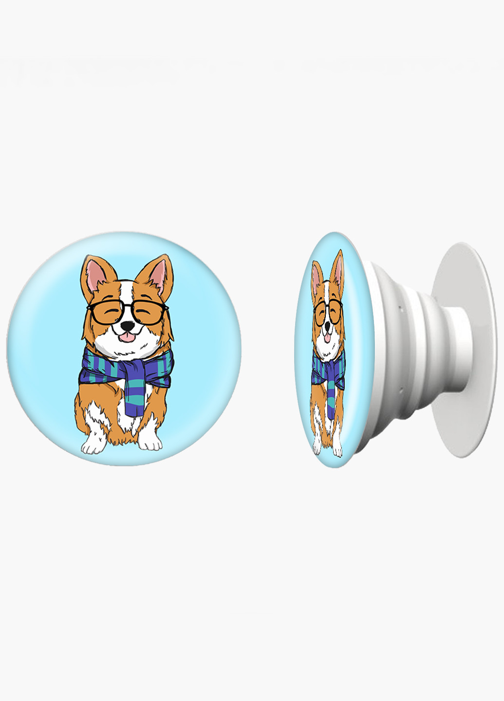 Попсокет (Popsockets) держатель для смартфона Корги (Corgi) (8754-1227) Черный MobiPrint (216748346)