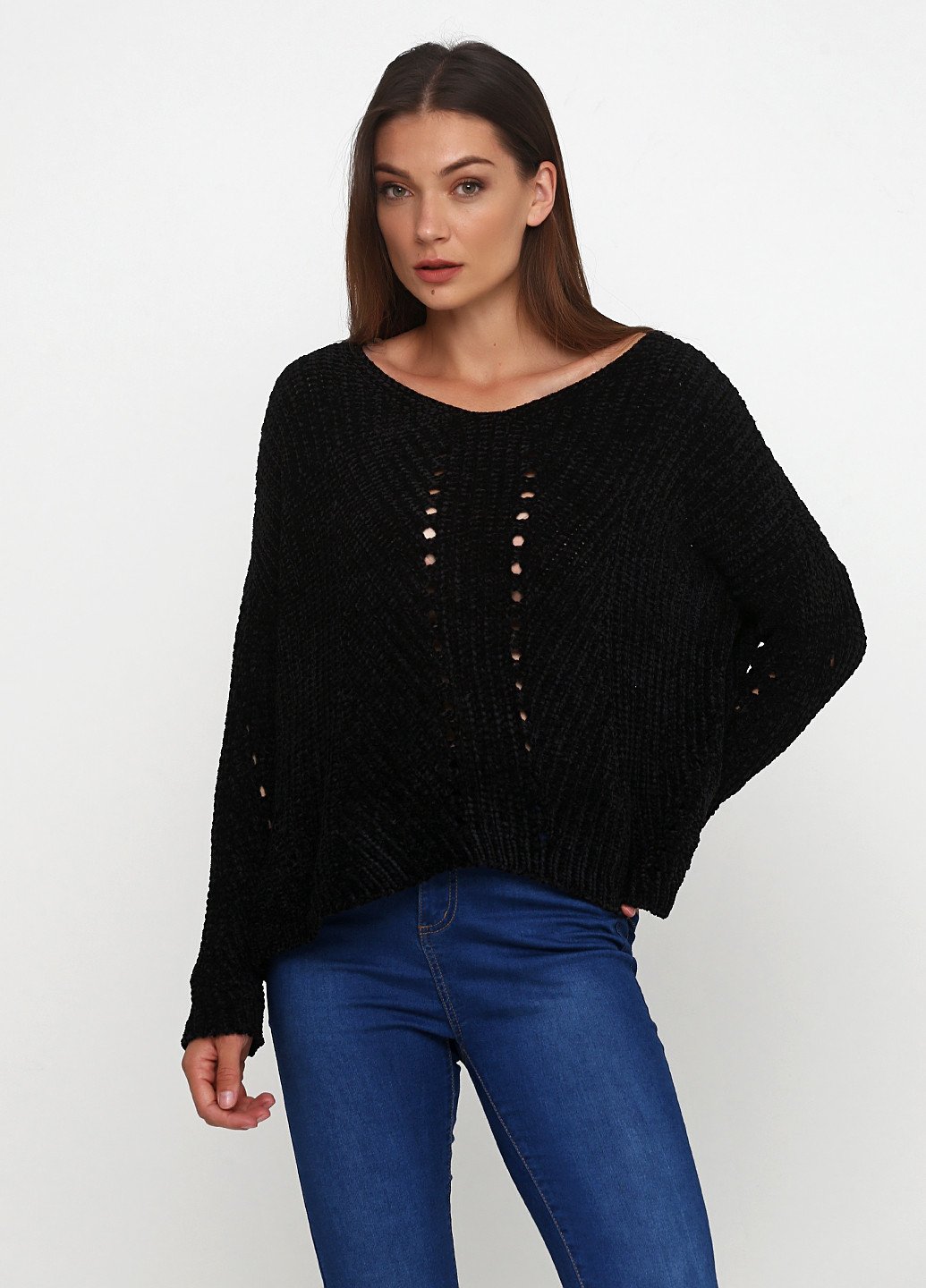 Черный демисезонный пуловер пуловер Sassofono