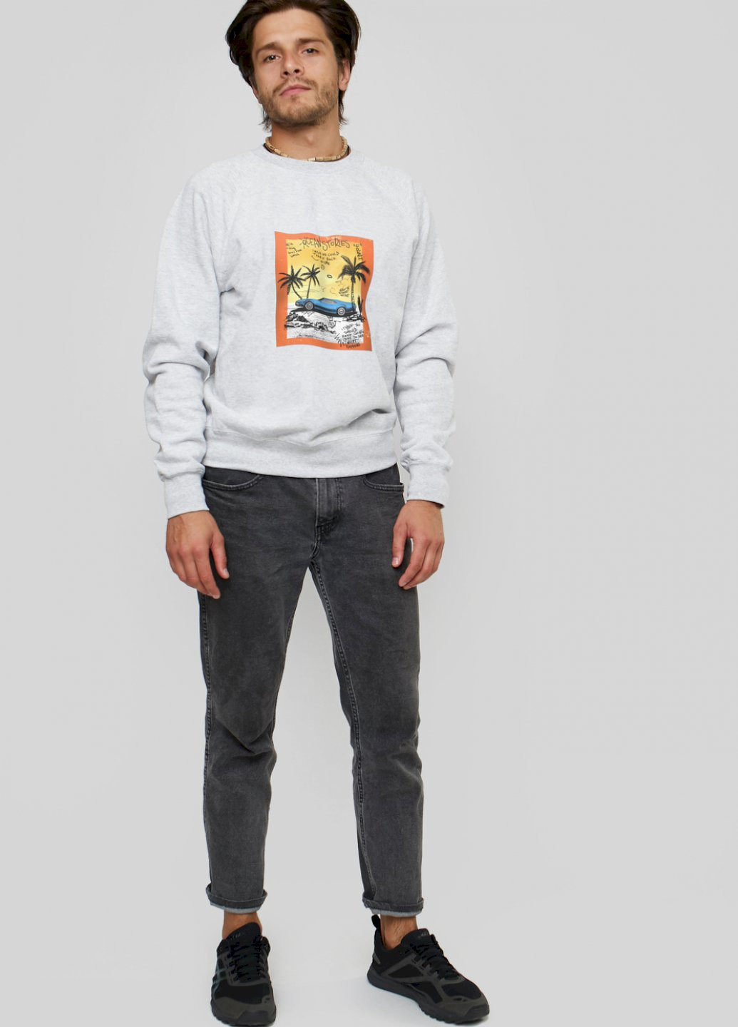 Серый свитшот мужской YAPPI рисунок (251424345)