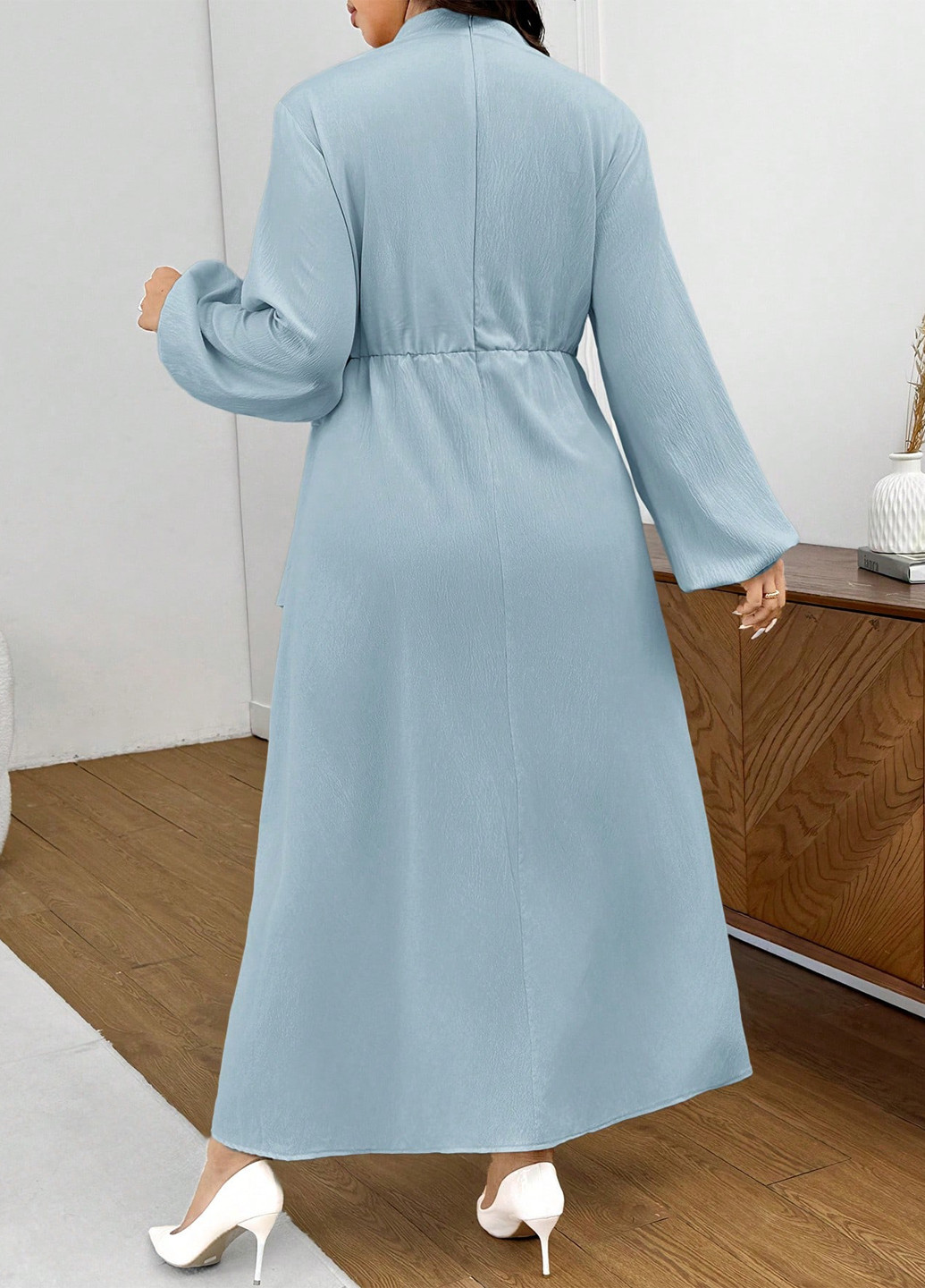 Світло-блакитна святковий, вечірня сукня кльош SHEIN однотонна