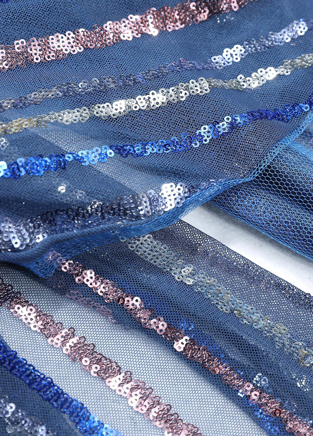 Синя вечірня сукня з відкритими плечима SHEIN однотонна