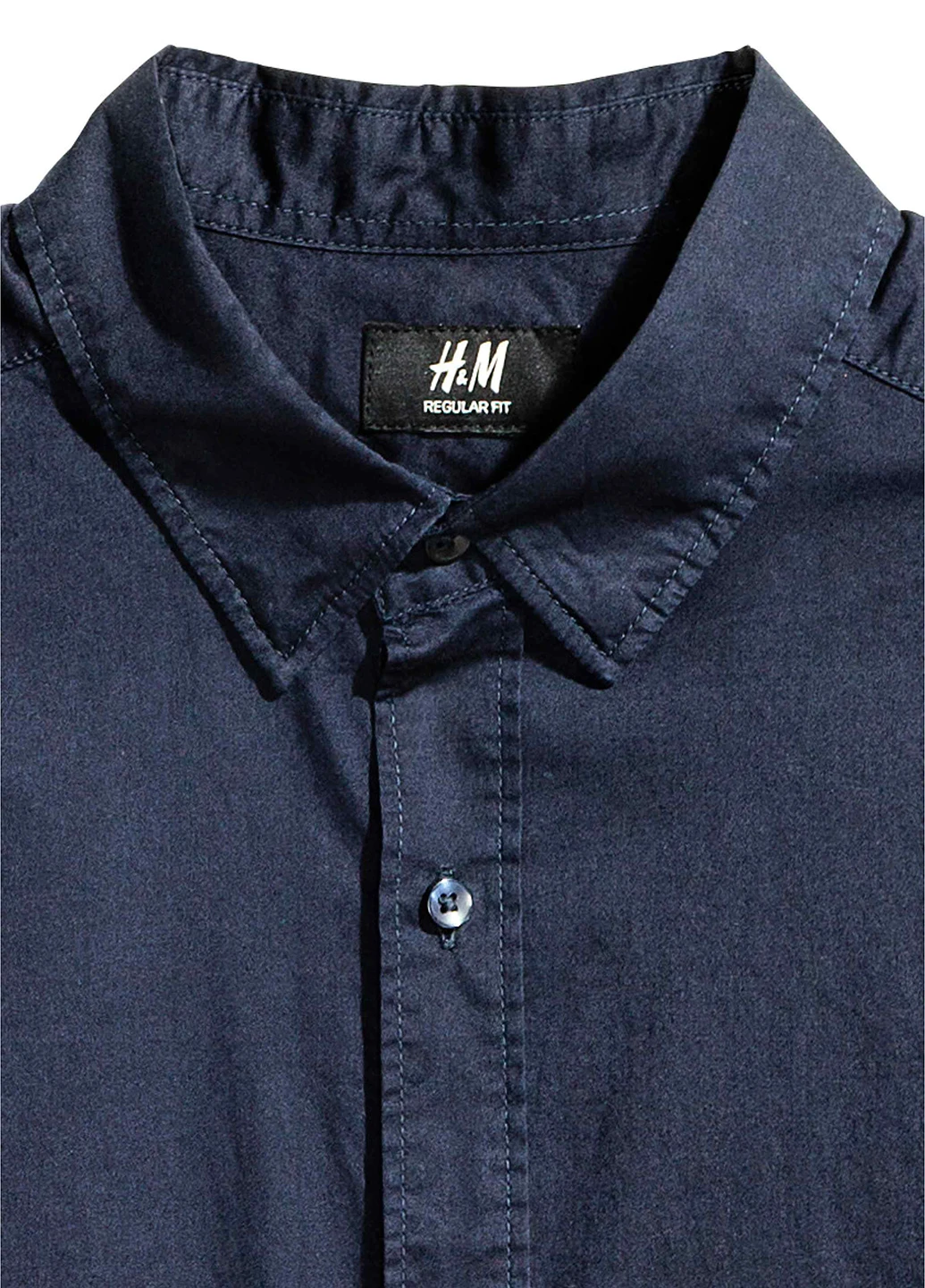 Темно-синяя джинсовая рубашка однотонная H&M