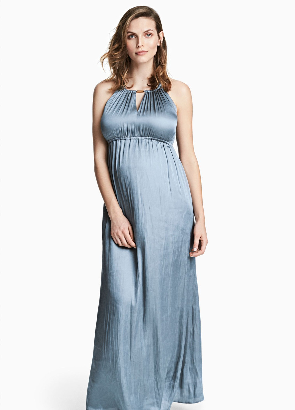 Светло-синее вечернее платье для беременных H&M однотонное