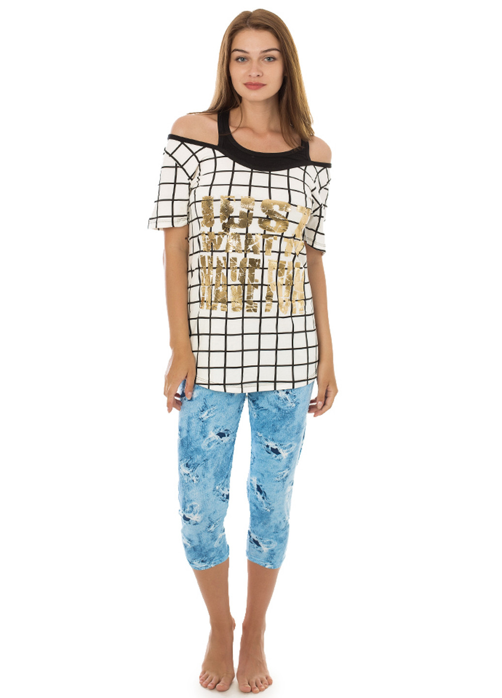 Молочный демисезонный комплект (футболка, бриджи) Fushiya