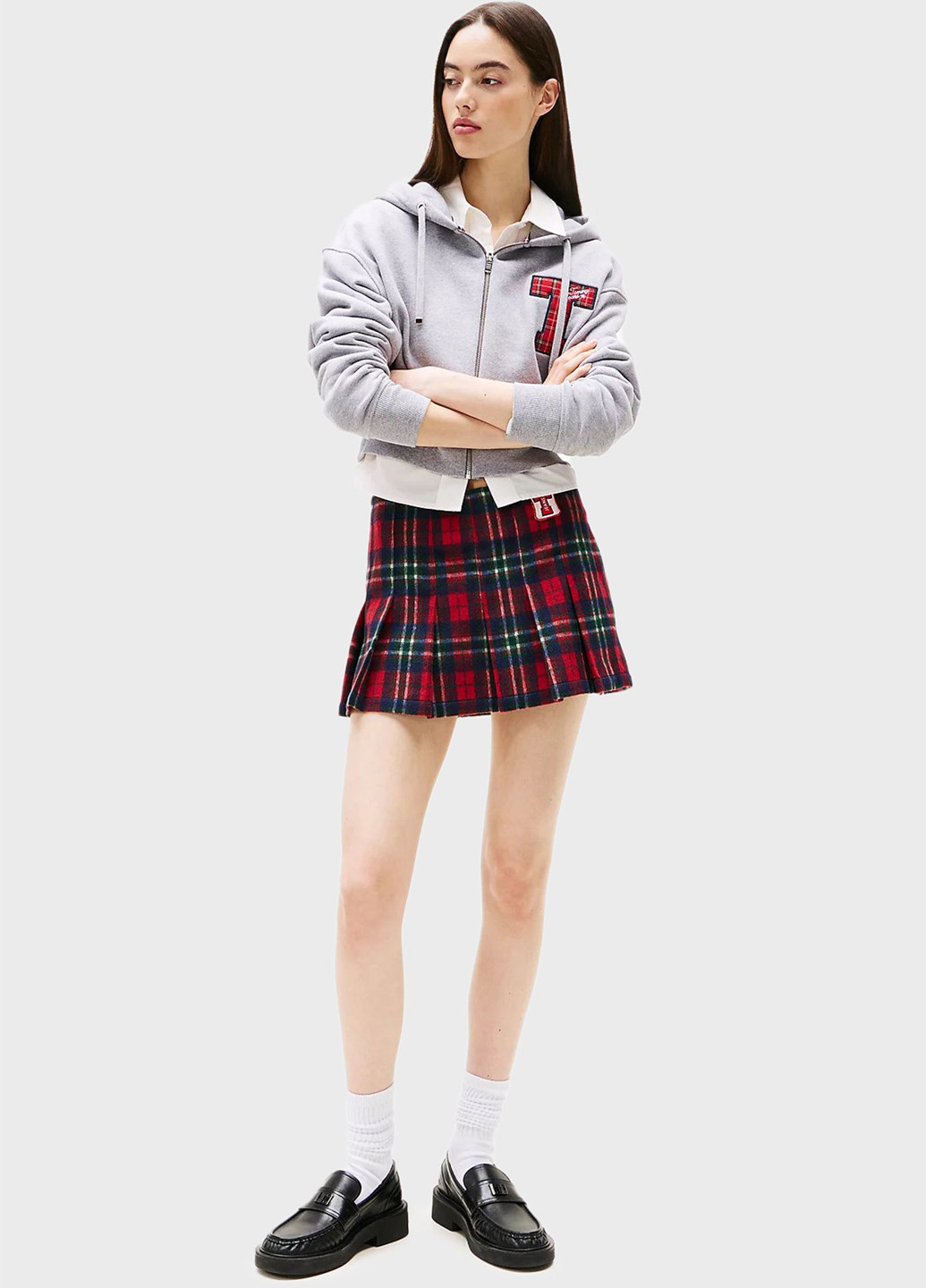 Вишневая кэжуал в клетку юбка Tommy Jeans плиссе