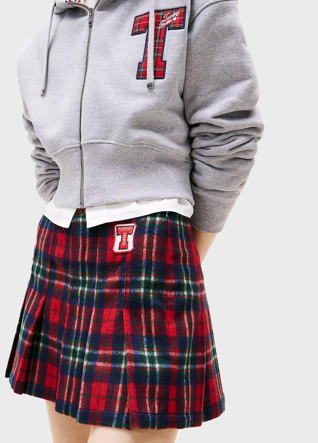 Вишневая кэжуал в клетку юбка Tommy Jeans плиссе