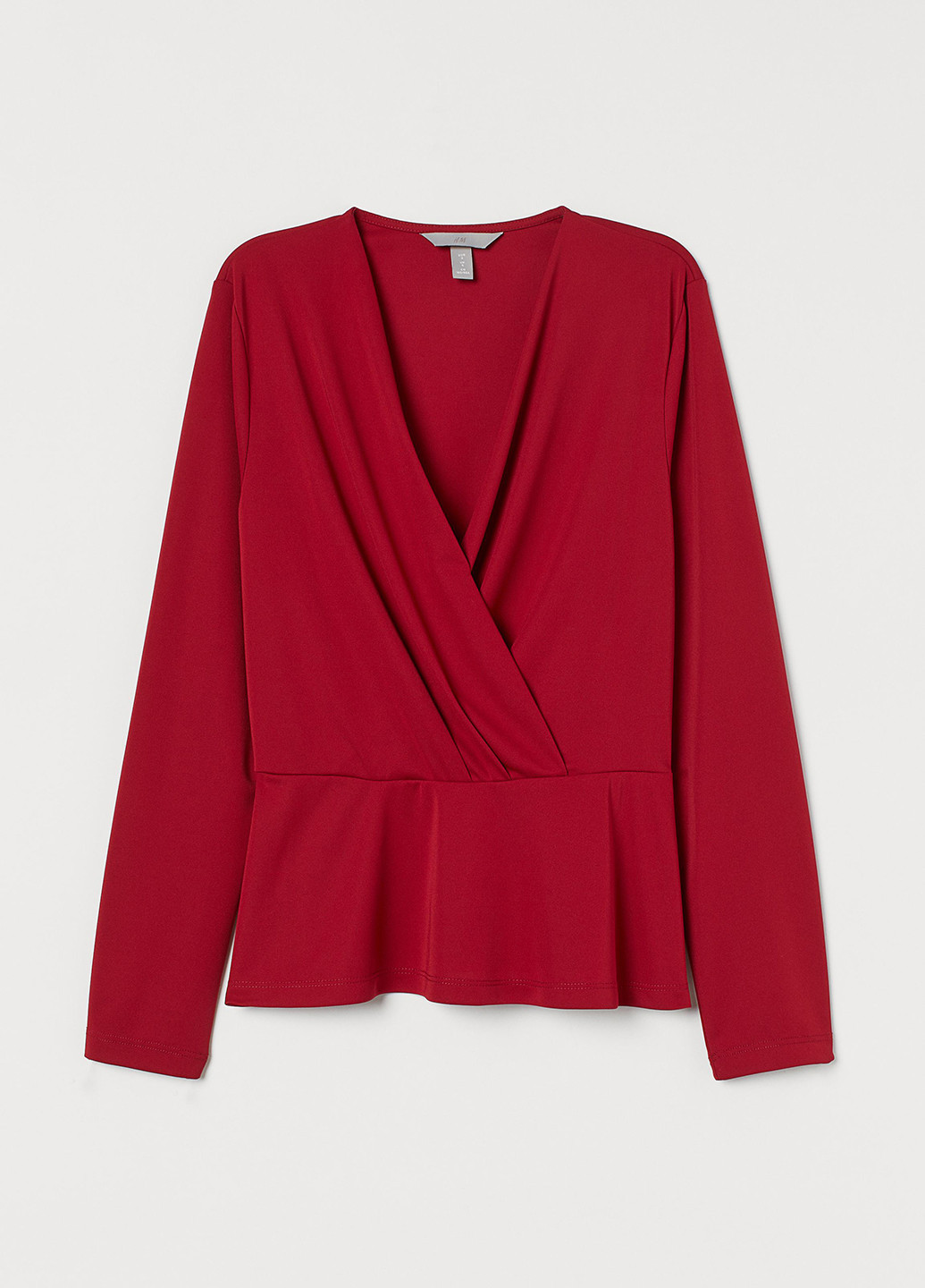 Красная демисезонная блуза на запах, с баской H&M
