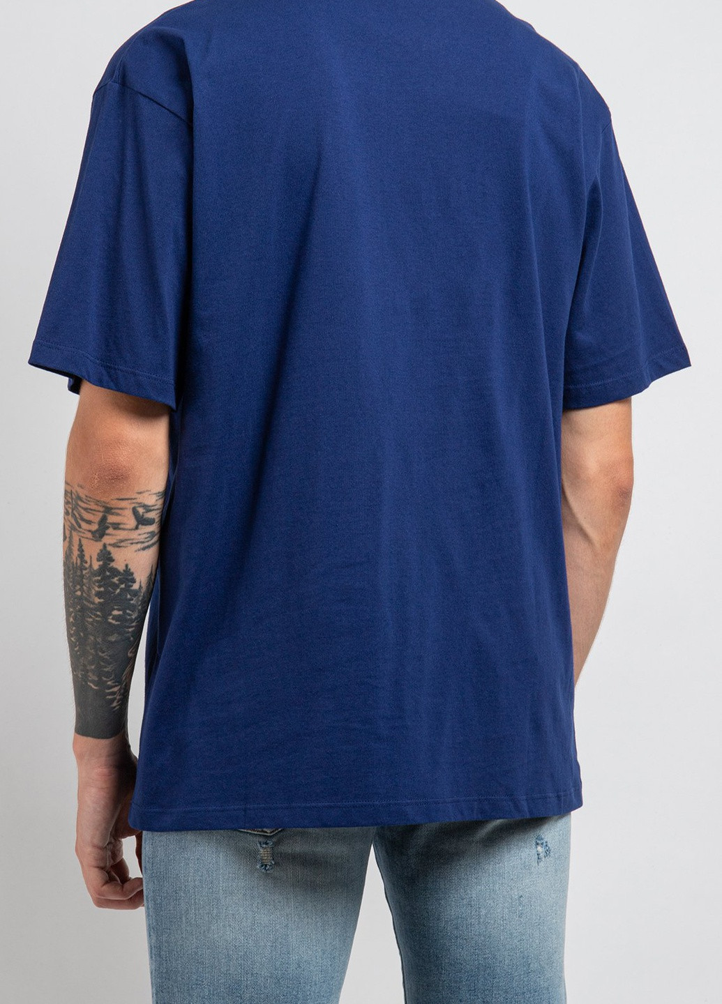 Темно-синяя темно-синяя футболка с принтом Gucci