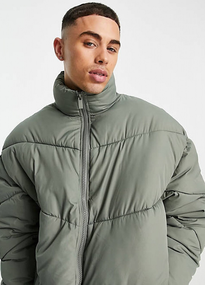 Оливковая зимняя куртка зимняя свободного кроя New Look 111036795 khaki