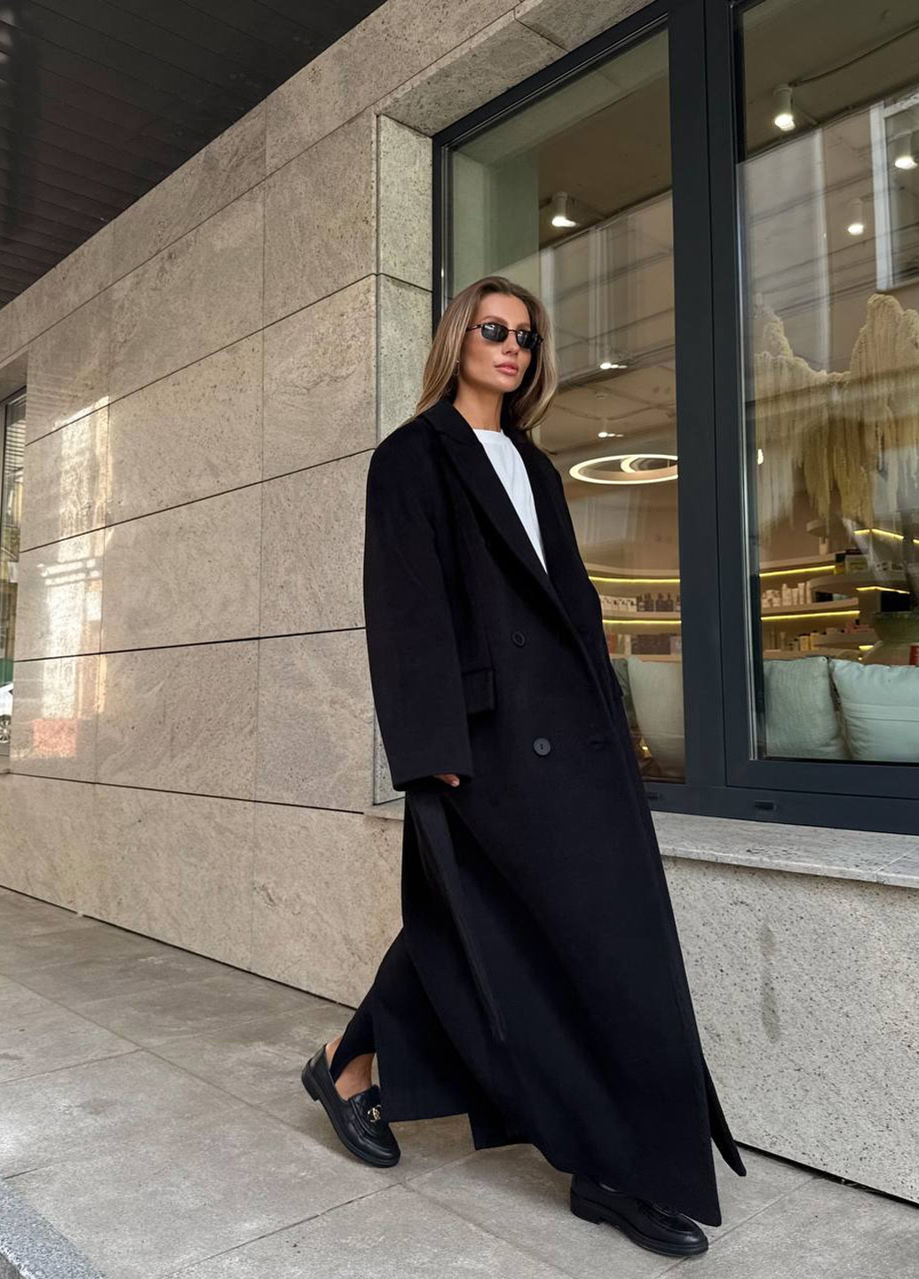 Чорне демісезонне Пальто двобортне No Brand