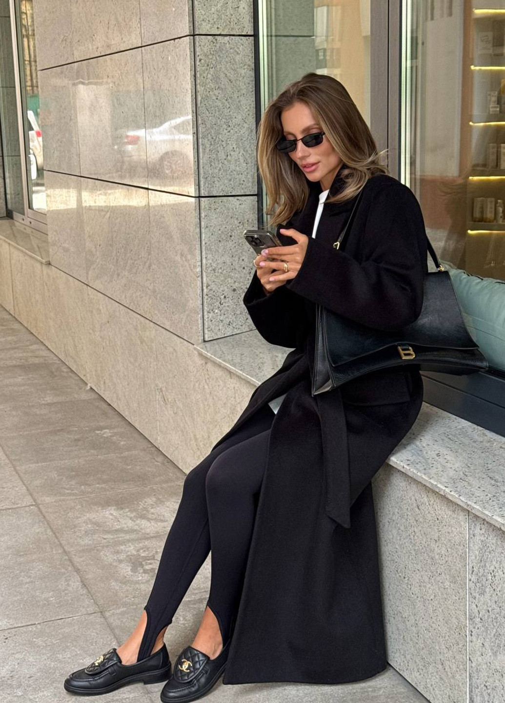 Чорне демісезонне Пальто двобортне No Brand