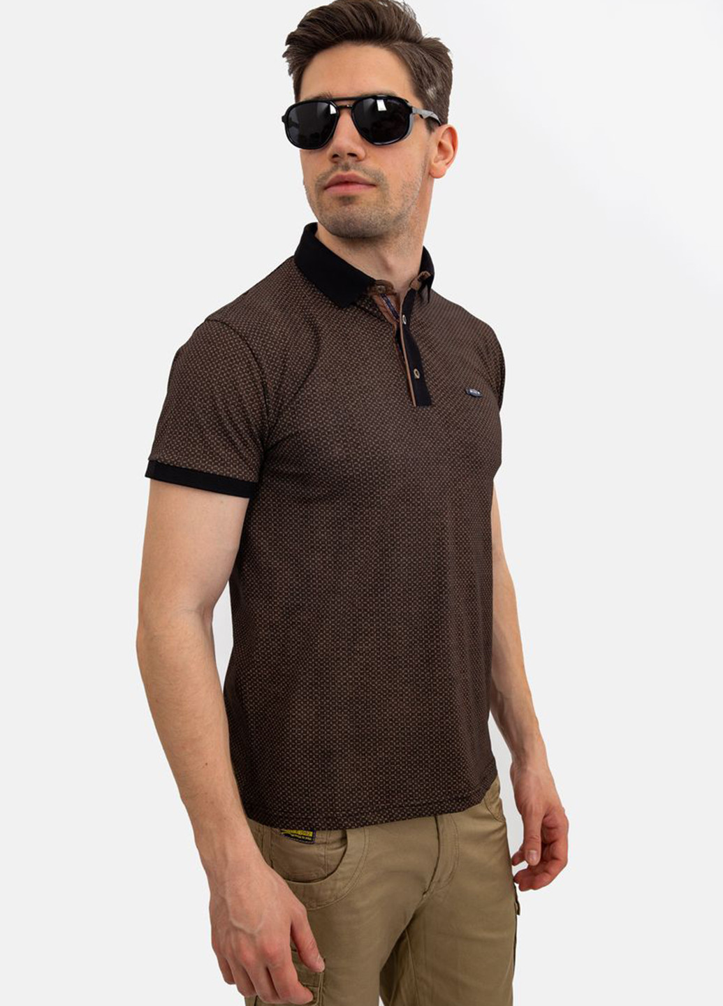 Коричневая футболка-поло для мужчин Ager с рисунком