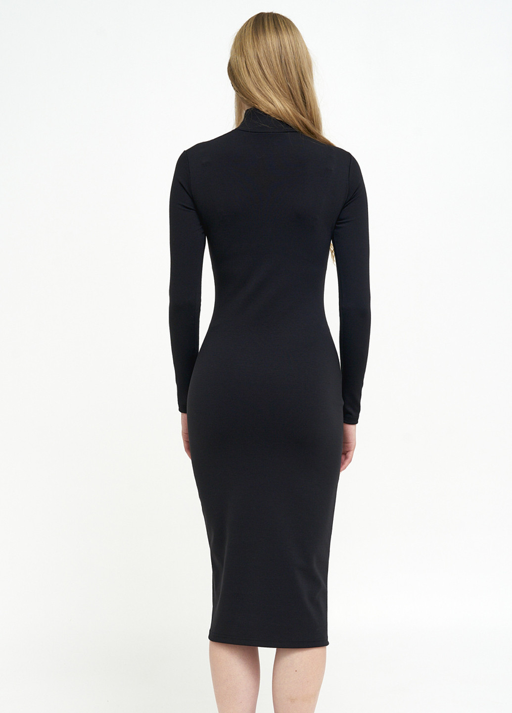 Чорна кежуал міді сукня з довгим рукавом сукня-водолазка KASTA design однотонна