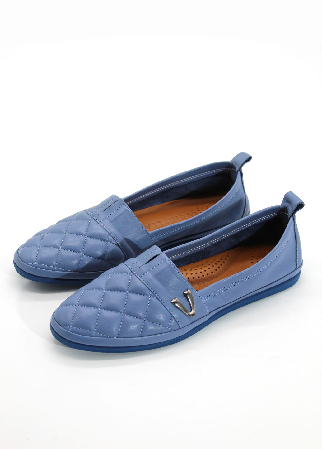 Темно-голубые мокасины Luciano Bellini с вышивкой, с пряжкой