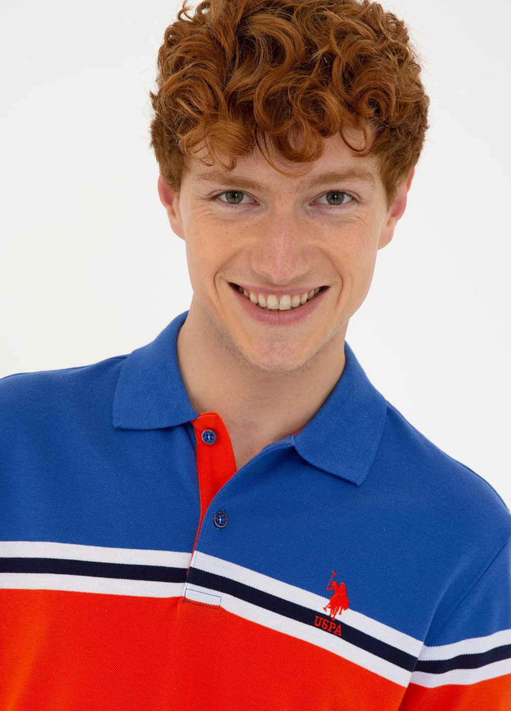 Синяя футболка-поло для мужчин U.s.polo assn. в полоску